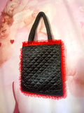 Fantasy Faerie Red and Black Quilted and Ruffle Purse Hand Bag