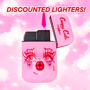 DISCOUNTED - Cutie Refillable Butane Lighter with Pink Flame