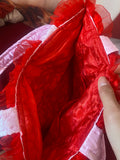 Cutie Dessert Face Red and Pink Quilted and Ruffle Purse Hand Bag