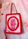 Fantasy Faerie Red and Pink Quilted and Ruffle Purse Hand Bag