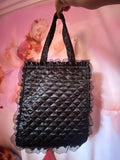 Lamby Black Quilted and Ruffle Purse Hand Bag