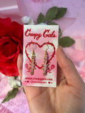 Dainty Barbwire Gold Earrings in Pink or Red