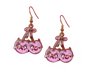 Devil Cherries Gold Earrings