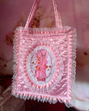 Fantasy Faerie Pink Quilted and Ruffle Purse Hand Bag