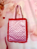 Cutie Dessert Face Red and Pink Quilted and Ruffle Purse Hand Bag