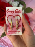 Dainty Barbwire Gold Earrings in Pink or Red