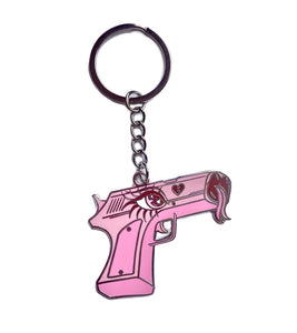 Squirt the Gun Pink and Silver Keychain