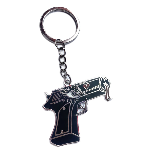Squirt the Gun Black and Silver Keychain