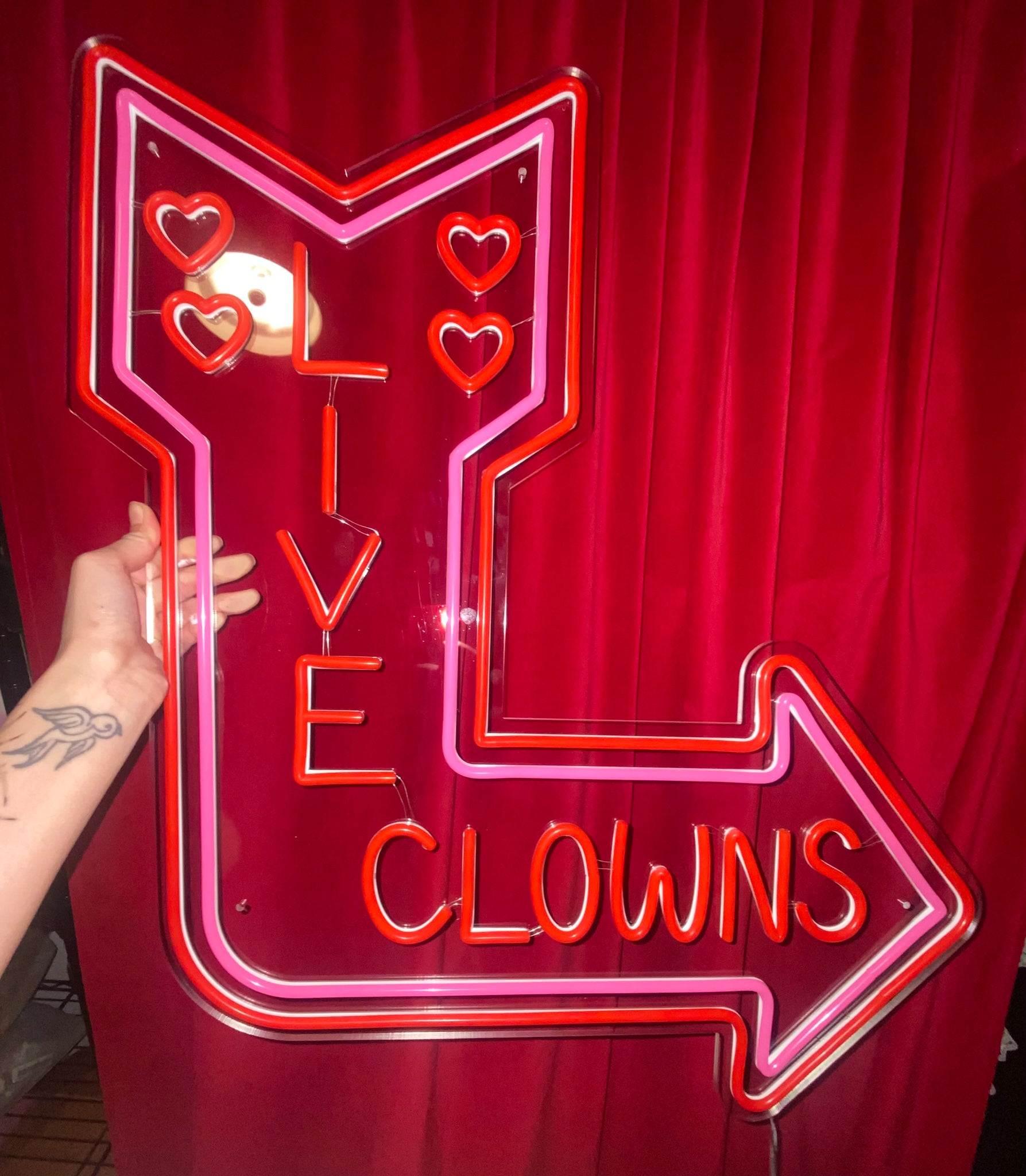 Live Clowns LED Neon Sign 2 Feet Creepy Gals