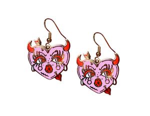 Devil Heart Gold Earrings
