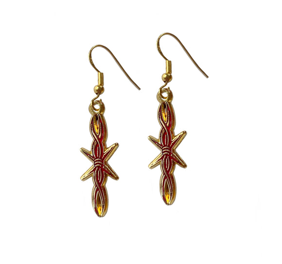 Dainty Barbwire Gold Earrings in Pink or Red