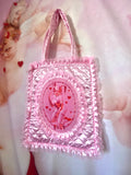 3D Rhonda Rabbit Pink Quilted and Ruffle Purse Hand Bag