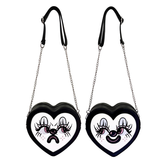Goth Clown Heart Purse - Double Sided Faces