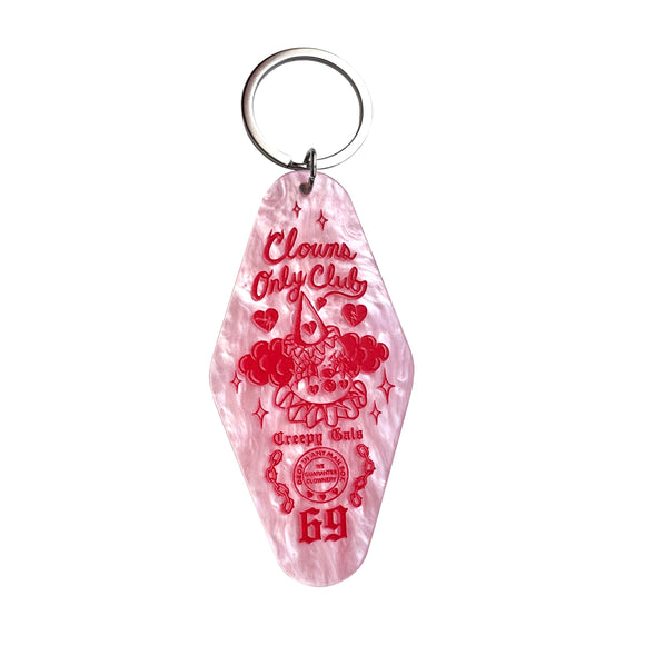 Clowns Only Club Pink Motel Keychain
