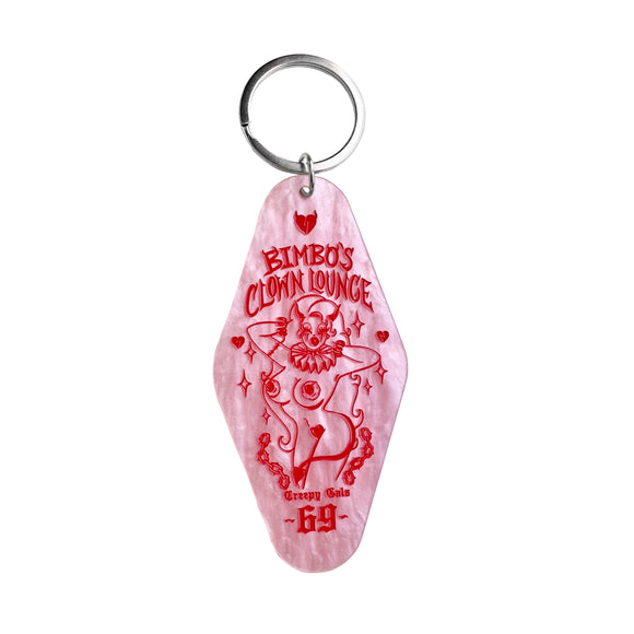 Bimbo's Clown Lounge Pink Motel Keychain