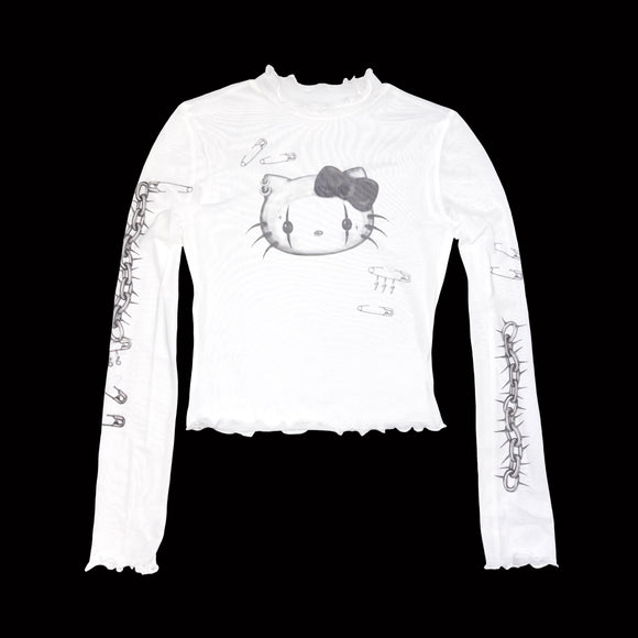 1 of 1 Mesh Long Sleeve Crop Top (6) - Small