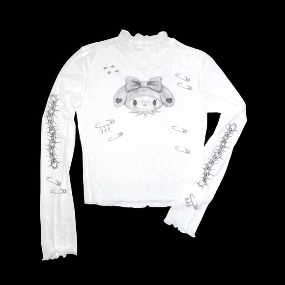 1 of 1 Mesh Long Sleeve Crop Top (7) - Medium