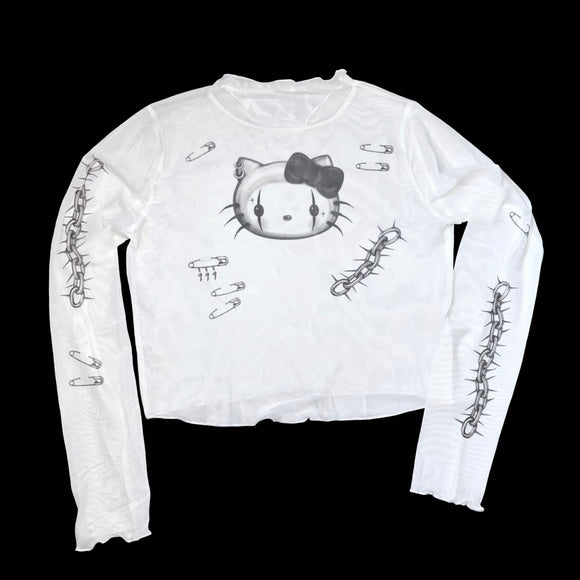1 of 1 Mesh Long Sleeve Crop Top (11) - 2XL