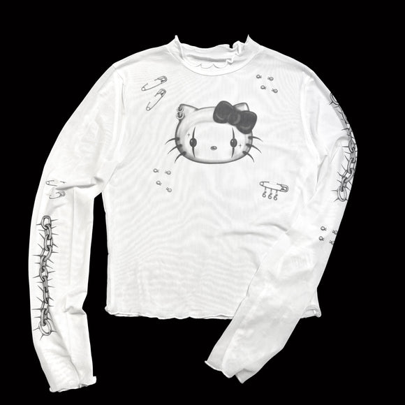 1 of 1 Mesh Long Sleeve Crop Top (15) - XL