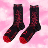 Cutie Centipede Black and Red Socks