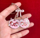 Clown Cherries Silver Keychain