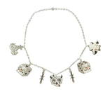 Cutie Creepy Gals Charms Necklace - Black & White and Silver Version