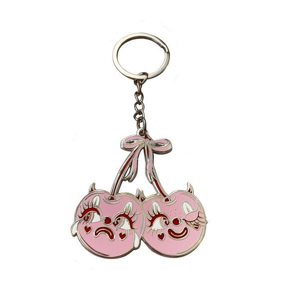 Clown Cherries Silver Keychain