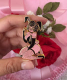 Goth Rhonda Rabbit 1.5" Enamel Lapel Pin