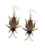 Black Cockroach Gold Plated Earrings