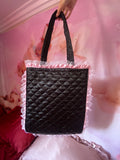 Tongues Out Black and Pink Quilted and Ruffle Purse Hand Bag
