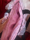 Tongues Out Black and Pink Quilted and Ruffle Purse Hand Bag