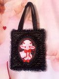 Lamby Black Quilted and Ruffle Purse Hand Bag