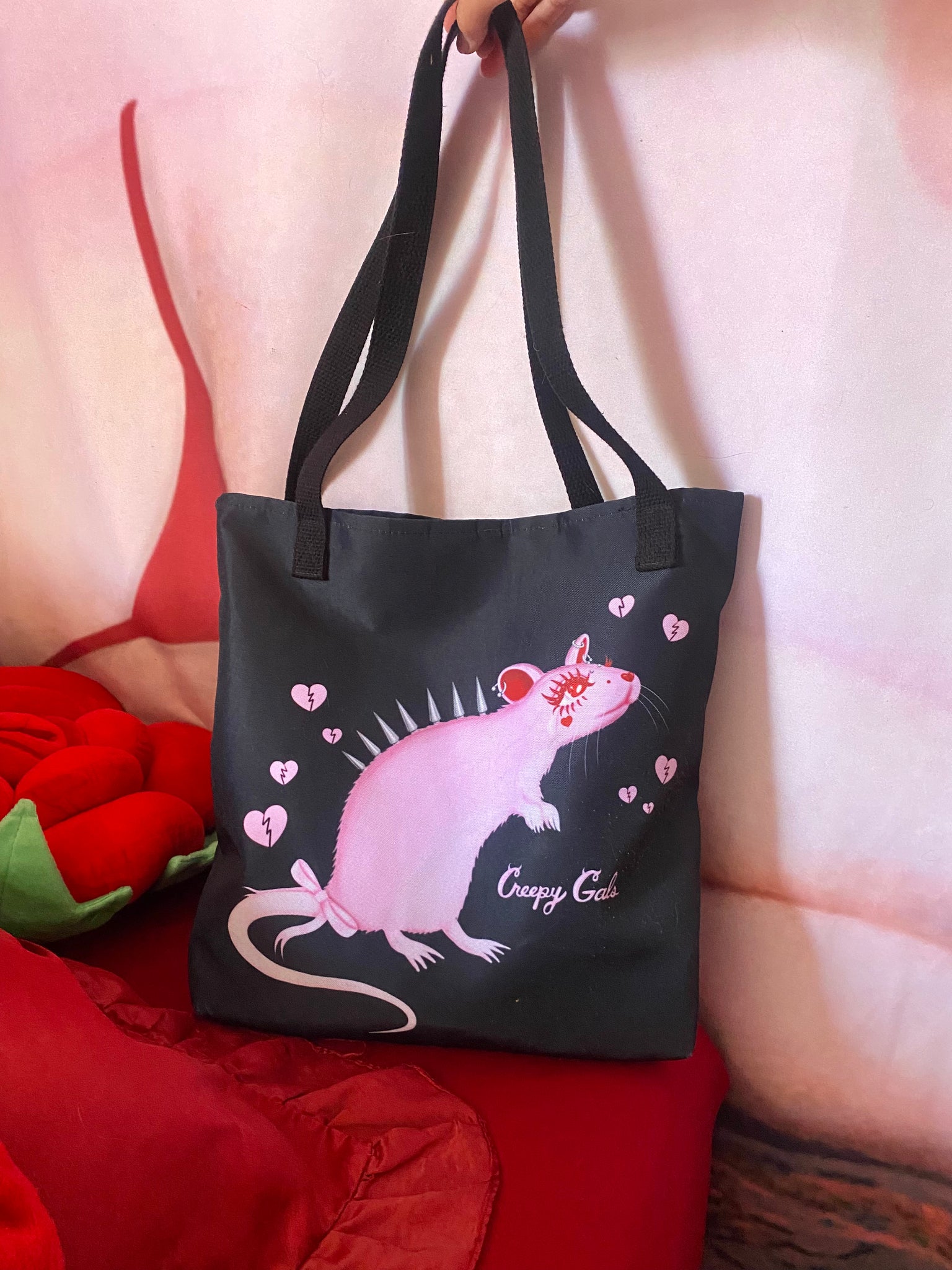 Rat Baby Black Tote bag Creepy Gals