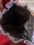 Pink Bimbo Black Quilted and Ruffle With Chain Handle Purse Hand Bag