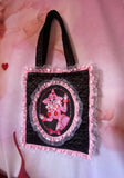 Bimbo the Clown Black and Pink Quilted and Ruffle Purse Hand Bag