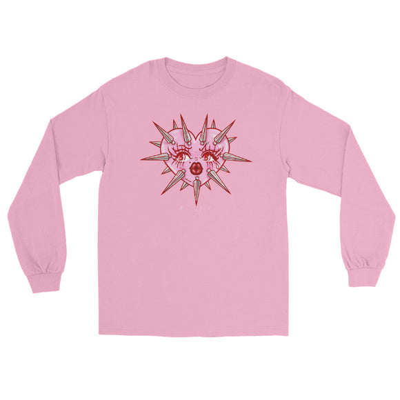 Pink Bimbo Spiked Heart Long Sleeve Shirt