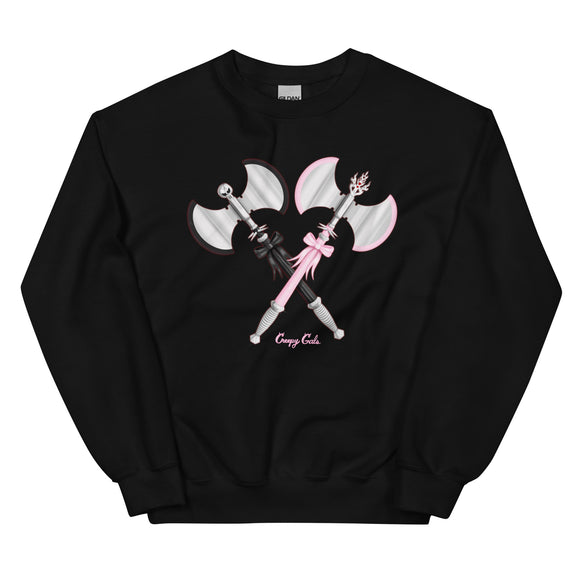 Pink Bimbo and Goth Besties Axe Unisex Sweatshirt