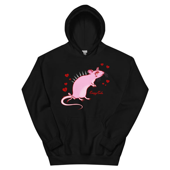 Pink Rat Baby Unisex Hoodie in Black, Pink, and White