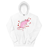 Pink Rat Baby Unisex Hoodie in Black, Pink, and White