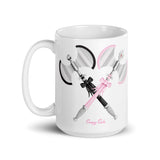 Besties Black and Pink Axes White Glossy Mug