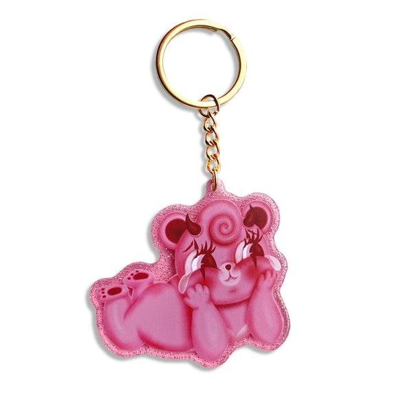 Baby Bear Bottoms Cute Acrylic Glitter Keychain