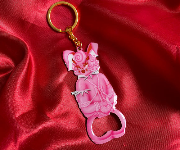 Rhonda Rabbit Apple Bottom Bottle Opener Keychain