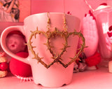 Barbed Wire Heart Earrings - Gold