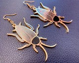Black Cockroach Gold Plated Earrings