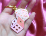 Fuzzy Dice Enamel Gold Keychain