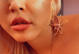Black Cockroach Gold Plated Earrings
