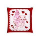 Valentine Devil Poodle Bhitch DeVille and Lamb Pillow - RED VERSION