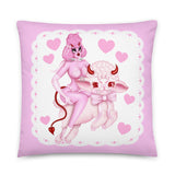 Valentine Devil Poodle Bhitch DeVille and Lamb Pillow - PINK VERSION