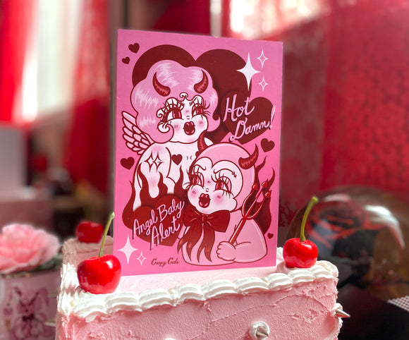 Valentine Greeting Card - Angel Baby Alert!